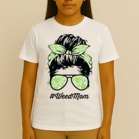 Womens Weed Mom Life With Leopard Mom Marijuana Weed Lover T-Shirt