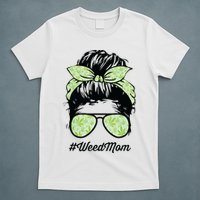 Womens Weed Mom Life With Leopard Mom Marijuana Weed Lover T-Shirt
