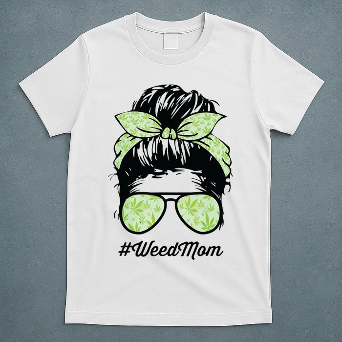 Womens Weed Mom Life With Leopard Mom Marijuana Weed Lover T-Shirt