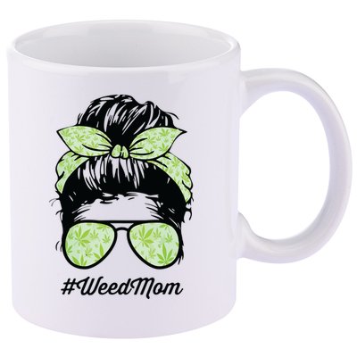 Womens Weed Mom Life With Leopard Mom Marijuana Weed Lover 11oz C Handle Ceramic Mug