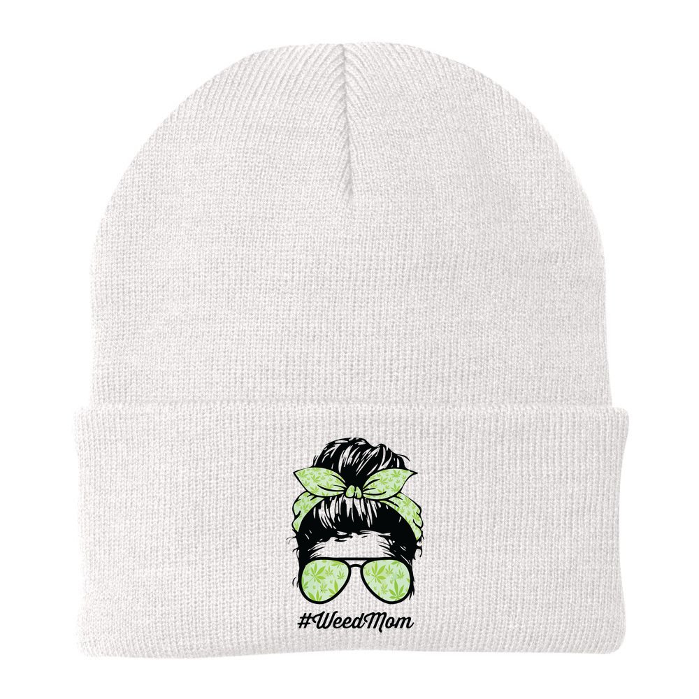 Womens Weed Mom Life With Leopard Mom Marijuana Weed Lover Beanie