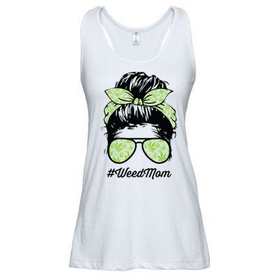 Womens Weed Mom Life With Leopard Mom Marijuana Weed Lover Ladies Essential Flowy Tank