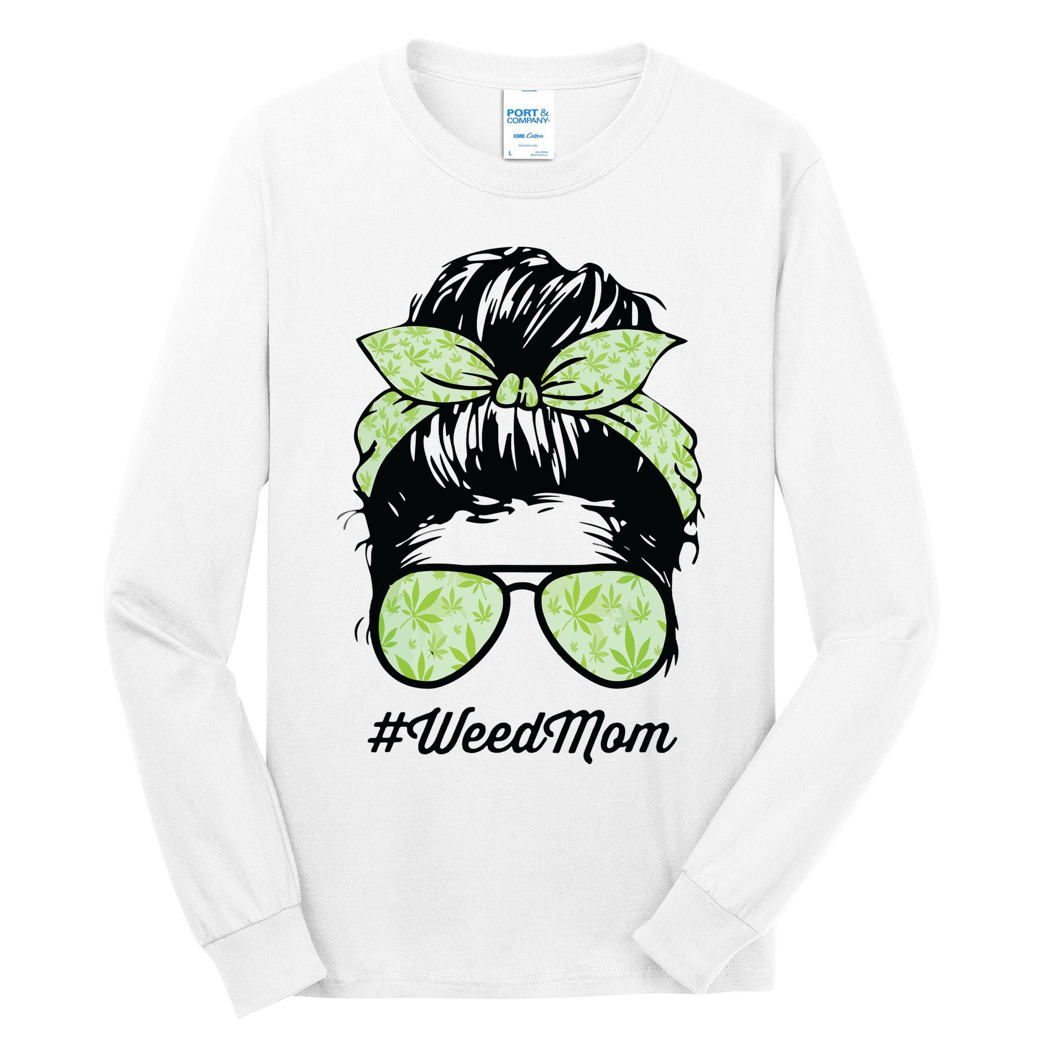 Womens Weed Mom Life With Leopard Mom Marijuana Weed Lover Tall Long Sleeve T-Shirt