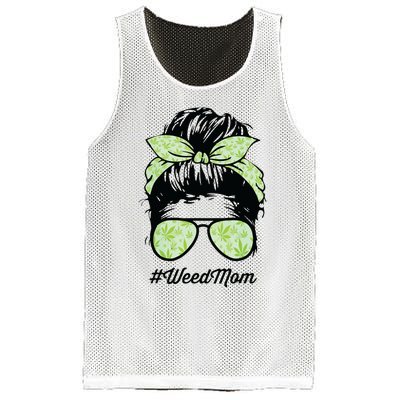 Womens Weed Mom Life With Leopard Mom Marijuana Weed Lover Mesh Reversible Basketball Jersey Tank