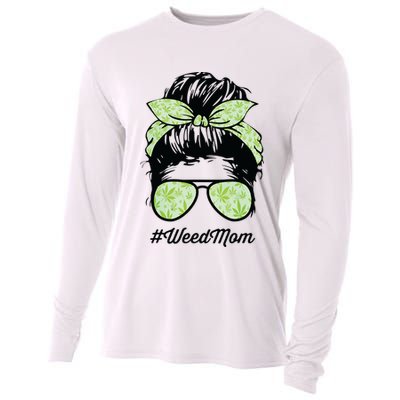 Womens Weed Mom Life With Leopard Mom Marijuana Weed Lover Cooling Performance Long Sleeve Crew