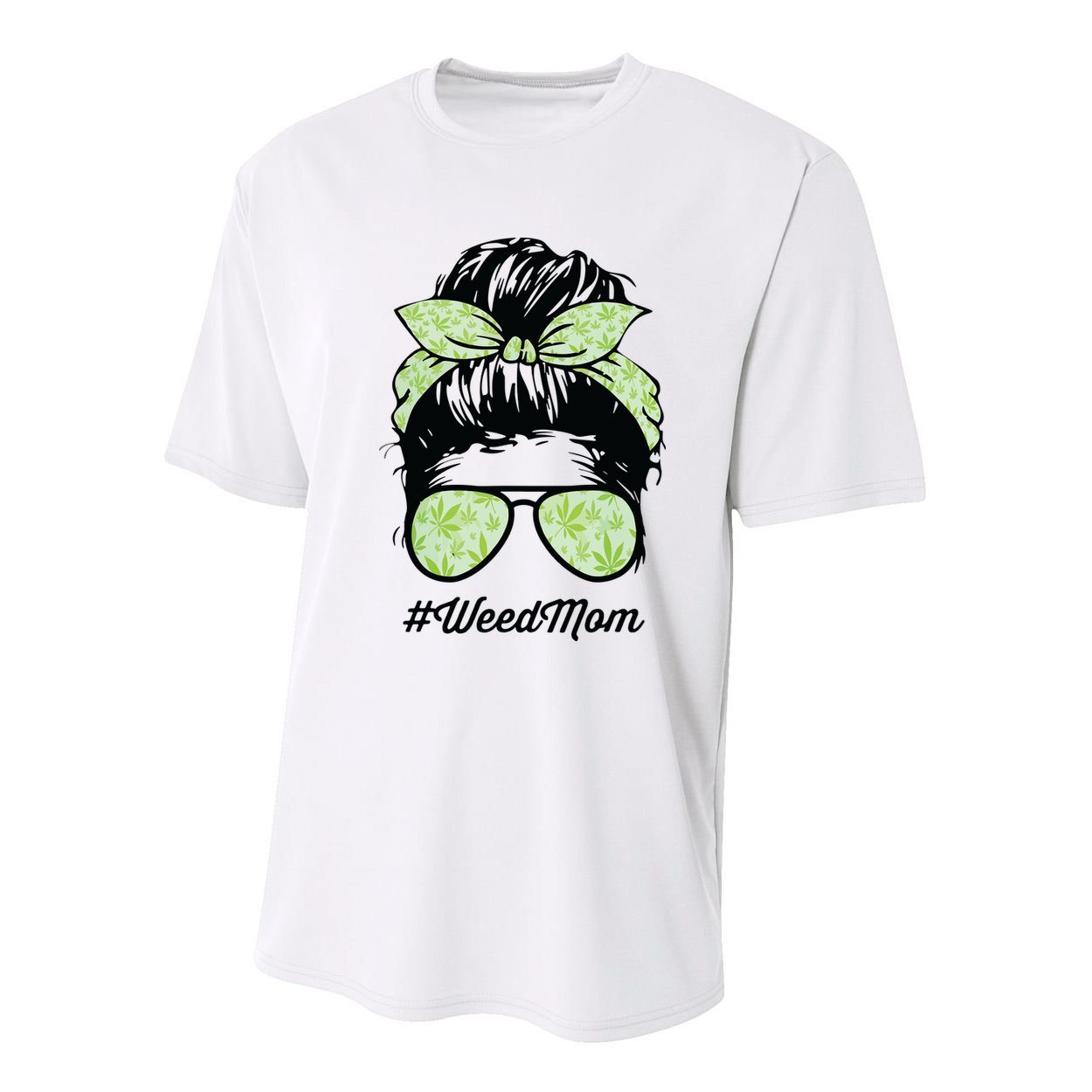Womens Weed Mom Life With Leopard Mom Marijuana Weed Lover Youth Performance Sprint T-Shirt
