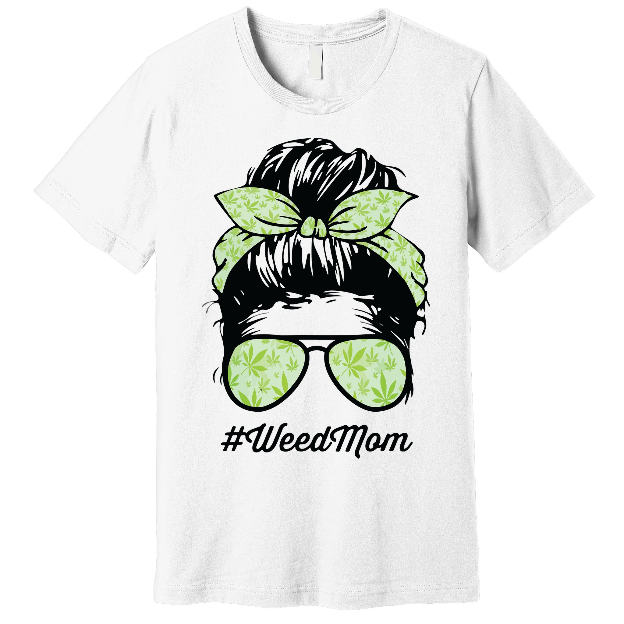 Womens Weed Mom Life With Leopard Mom Marijuana Weed Lover Premium T-Shirt
