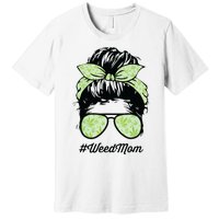 Womens Weed Mom Life With Leopard Mom Marijuana Weed Lover Premium T-Shirt