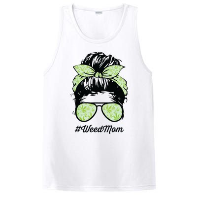 Womens Weed Mom Life With Leopard Mom Marijuana Weed Lover PosiCharge Competitor Tank