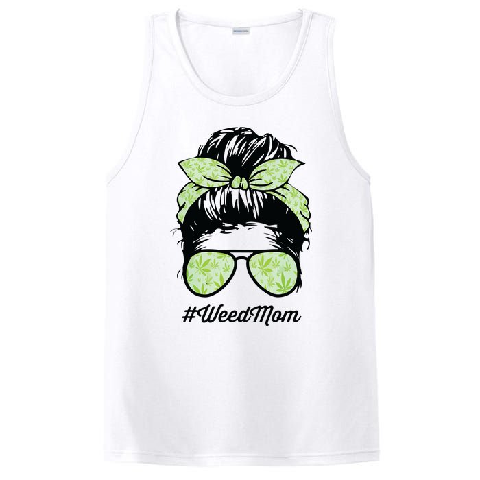 Womens Weed Mom Life With Leopard Mom Marijuana Weed Lover PosiCharge Competitor Tank