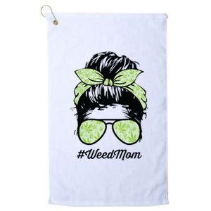 Womens Weed Mom Life With Leopard Mom Marijuana Weed Lover Platinum Collection Golf Towel