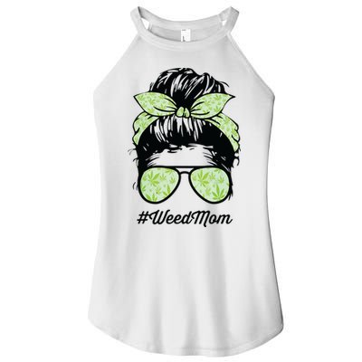 Womens Weed Mom Life With Leopard Mom Marijuana Weed Lover Women's Perfect Tri Rocker Tank