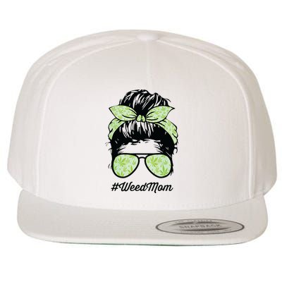 Womens Weed Mom Life With Leopard Mom Marijuana Weed Lover Wool Snapback Cap