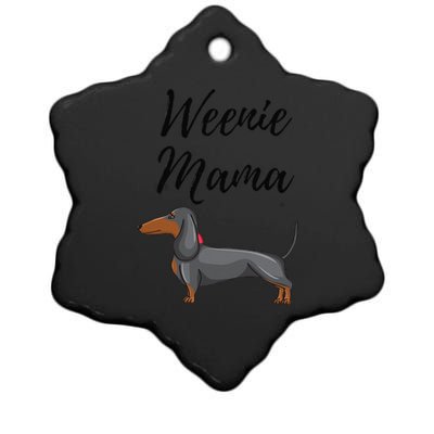 Womens Weenie Mama Funny Dachshund Lover Weiner Dog Gift Ceramic Star Ornament