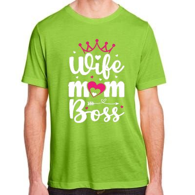 Women Wife Mom Boss Graphic Funny Cute Mother's Day T Adult ChromaSoft Performance T-Shirt