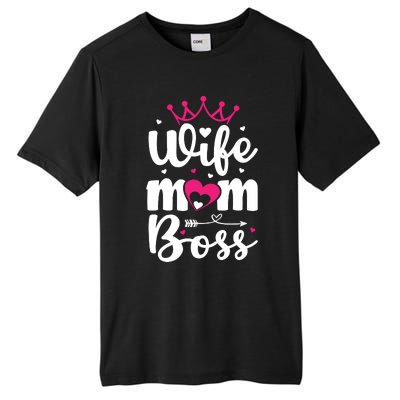 Women Wife Mom Boss Graphic Funny Cute Mother's Day T Tall Fusion ChromaSoft Performance T-Shirt