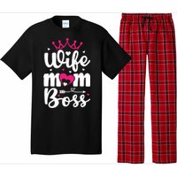 Women Wife Mom Boss Graphic Funny Cute Mother's Day T Pajama Set