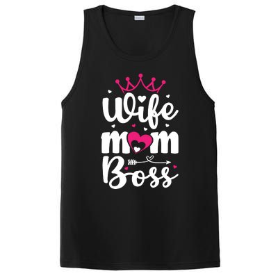 Women Wife Mom Boss Graphic Funny Cute Mother's Day T PosiCharge Competitor Tank