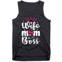 Women Wife Mom Boss Graphic Funny Cute Mother's Day T Tank Top