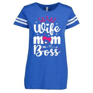 Women Wife Mom Boss Graphic Funny Cute Mother's Day T Enza Ladies Jersey Football T-Shirt