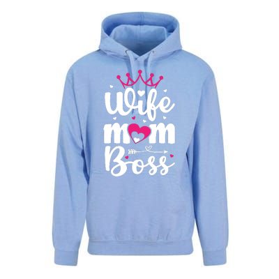 Women Wife Mom Boss Graphic Funny Cute Mother's Day T Unisex Surf Hoodie