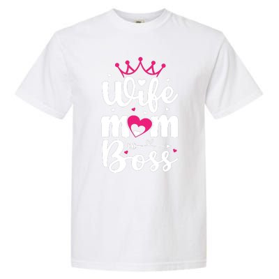 Women Wife Mom Boss Graphic Funny Cute Mother's Day T Garment-Dyed Heavyweight T-Shirt