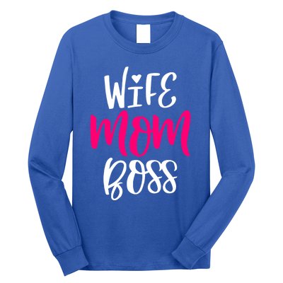 Wo Wife Mom Boss Graphic Funny Cute Mother's Day Gift Long Sleeve Shirt