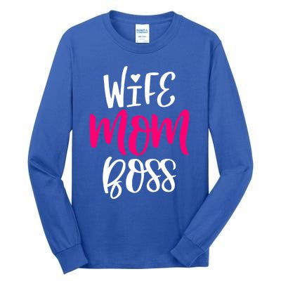 Wo Wife Mom Boss Graphic Funny Cute Mother's Day Gift Tall Long Sleeve T-Shirt