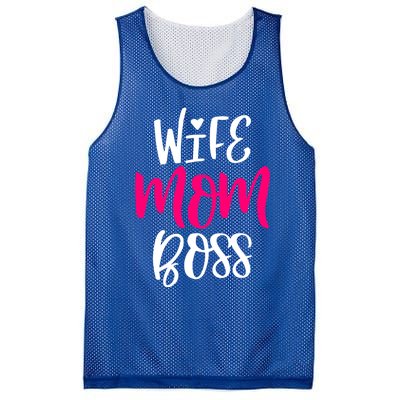 Wo Wife Mom Boss Graphic Funny Cute Mother's Day Gift Mesh Reversible Basketball Jersey Tank