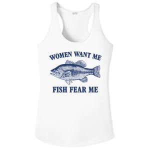 Women Want Me Fish Fear Me Ladies PosiCharge Competitor Racerback Tank