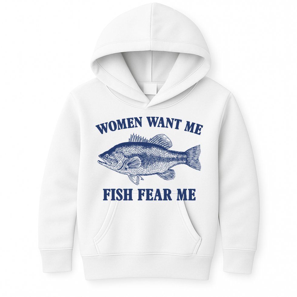 Women Want Me Fish Fear Me Kids Hoodie