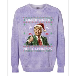 Winner Winner Merry Christmas Trump Santa Ugly Xmas Gift Colorblast Crewneck Sweatshirt