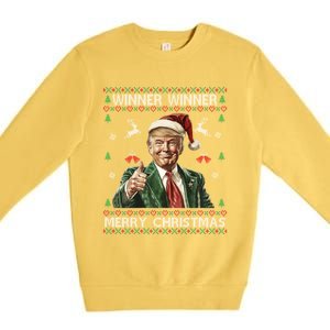 Winner Winner Merry Christmas Trump Santa Ugly Xmas Gift Premium Crewneck Sweatshirt