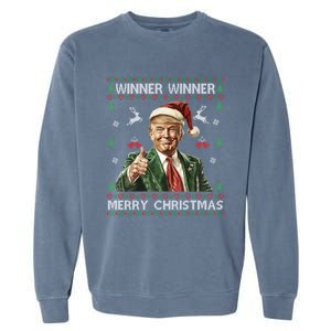 Winner Winner Merry Christmas Trump Santa Ugly Xmas Gift Garment-Dyed Sweatshirt