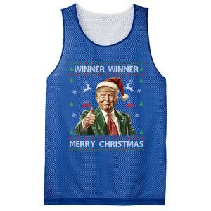 Winner Winner Merry Christmas Trump Santa Ugly Xmas Gift Mesh Reversible Basketball Jersey Tank