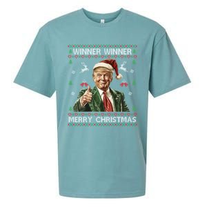 Winner Winner Merry Christmas Trump Santa Ugly Xmas Gift Sueded Cloud Jersey T-Shirt