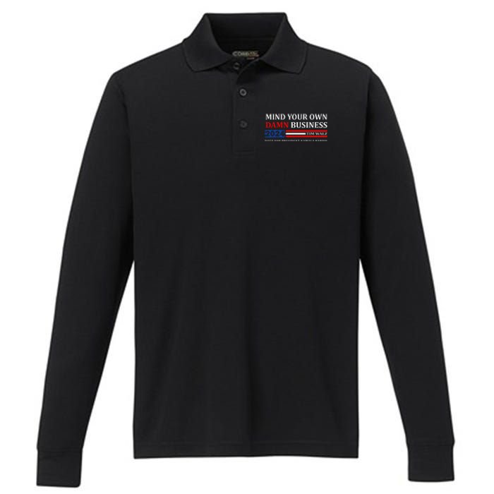 Walz Waltz Mind Your Own Damn Business Harris Waltz Performance Long Sleeve Polo