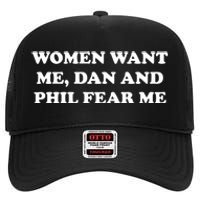 Women Want Me Dan And Phil Fear Me High Crown Mesh Back Trucker Hat