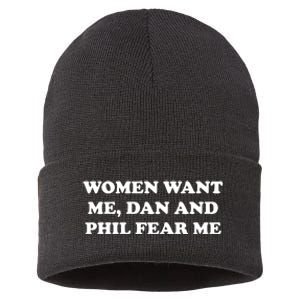 Women Want Me Dan And Phil Fear Me Sustainable Knit Beanie