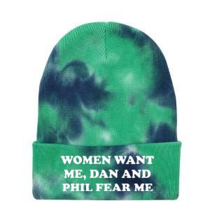 Women Want Me Dan And Phil Fear Me Tie Dye 12in Knit Beanie