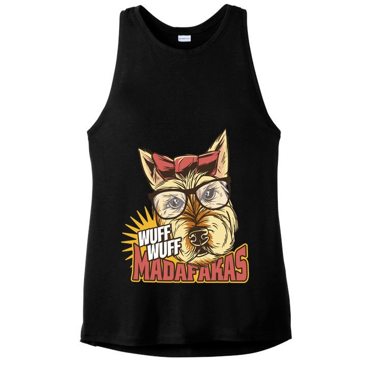 Wuff Wuff Madafakas Funny Dog Ladies PosiCharge Tri-Blend Wicking Tank