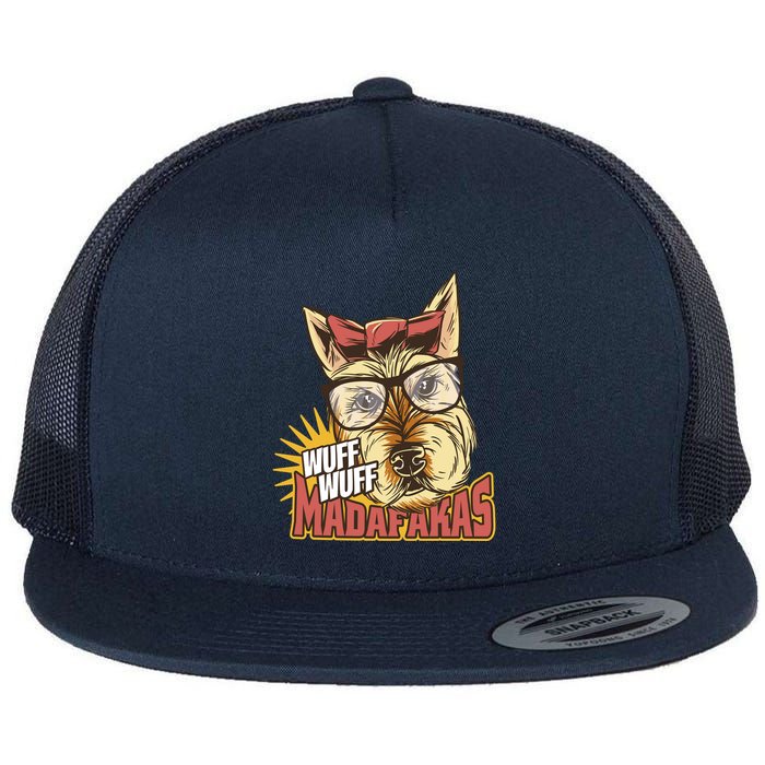 Wuff Wuff Madafakas Funny Dog Flat Bill Trucker Hat