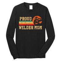 Welder Welding Mom Mother Vintage Retro Proud Welder Mom Long Sleeve Shirt