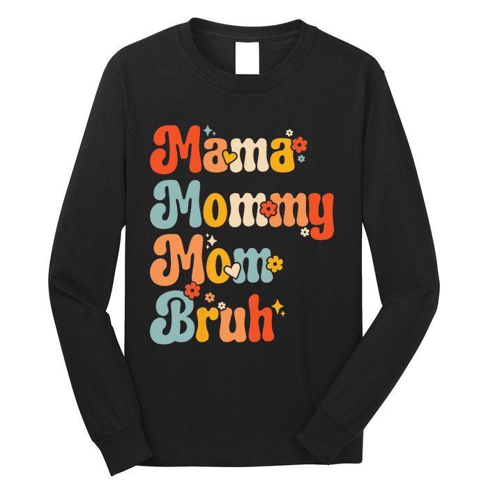 Wo Wo Mama Mommy Mom Bruh Mothers Day Vintage Funny Mother Long Sleeve Shirt