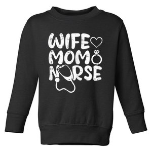 Wo Wife Mom Nurse Mothers Day Retro Stethoscope Heart Momma Toddler Sweatshirt