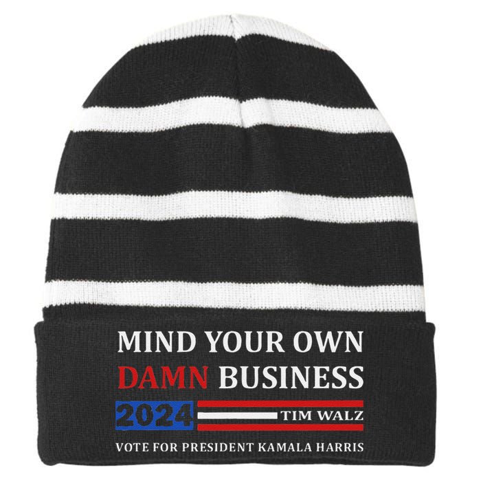 Walz Waltz Mind Your Own Damn Business Harris Waltz Striped Beanie with Solid Band