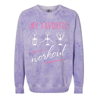 Wine Workout My Favorite Workout Corkscrew Colorblast Crewneck Sweatshirt