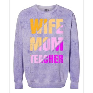 Womens Wife Mom Teacher Mothers Day Retro Momma Life Mommy Colorblast Crewneck Sweatshirt