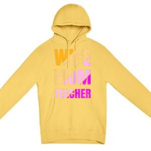 Womens Wife Mom Teacher Mothers Day Retro Momma Life Mommy Premium Pullover Hoodie