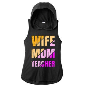 Womens Wife Mom Teacher Mothers Day Retro Momma Life Mommy Ladies PosiCharge Tri-Blend Wicking Draft Hoodie Tank